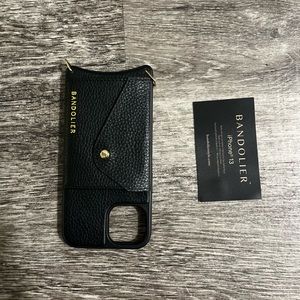 NWT Bandolier phone black leather iPhone 13 case